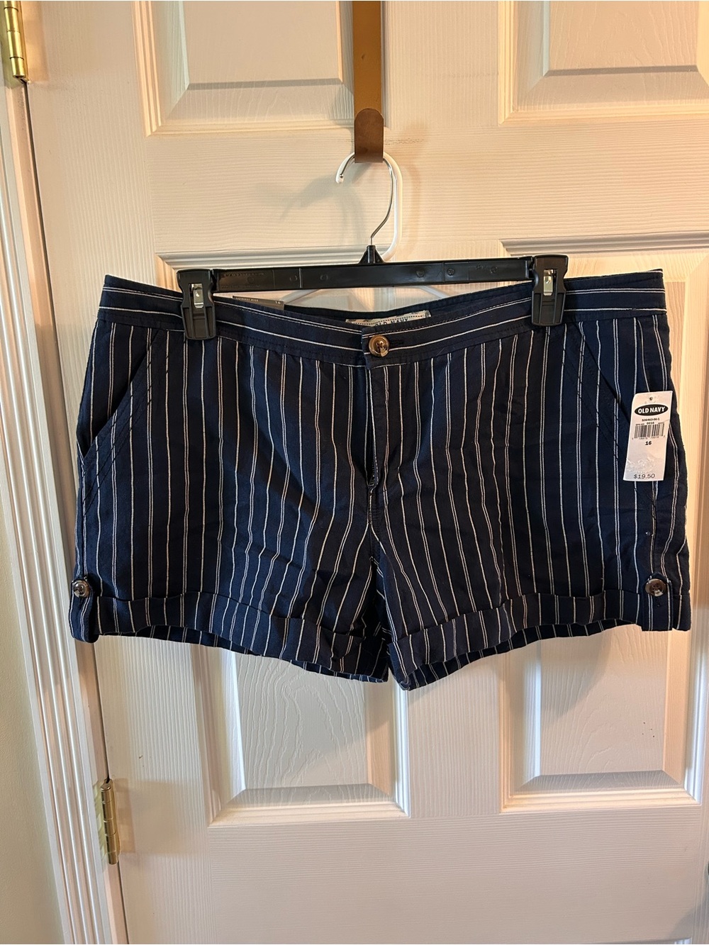 Old Navy Navy and White Striped Women’s Casual Bermuda Shorts